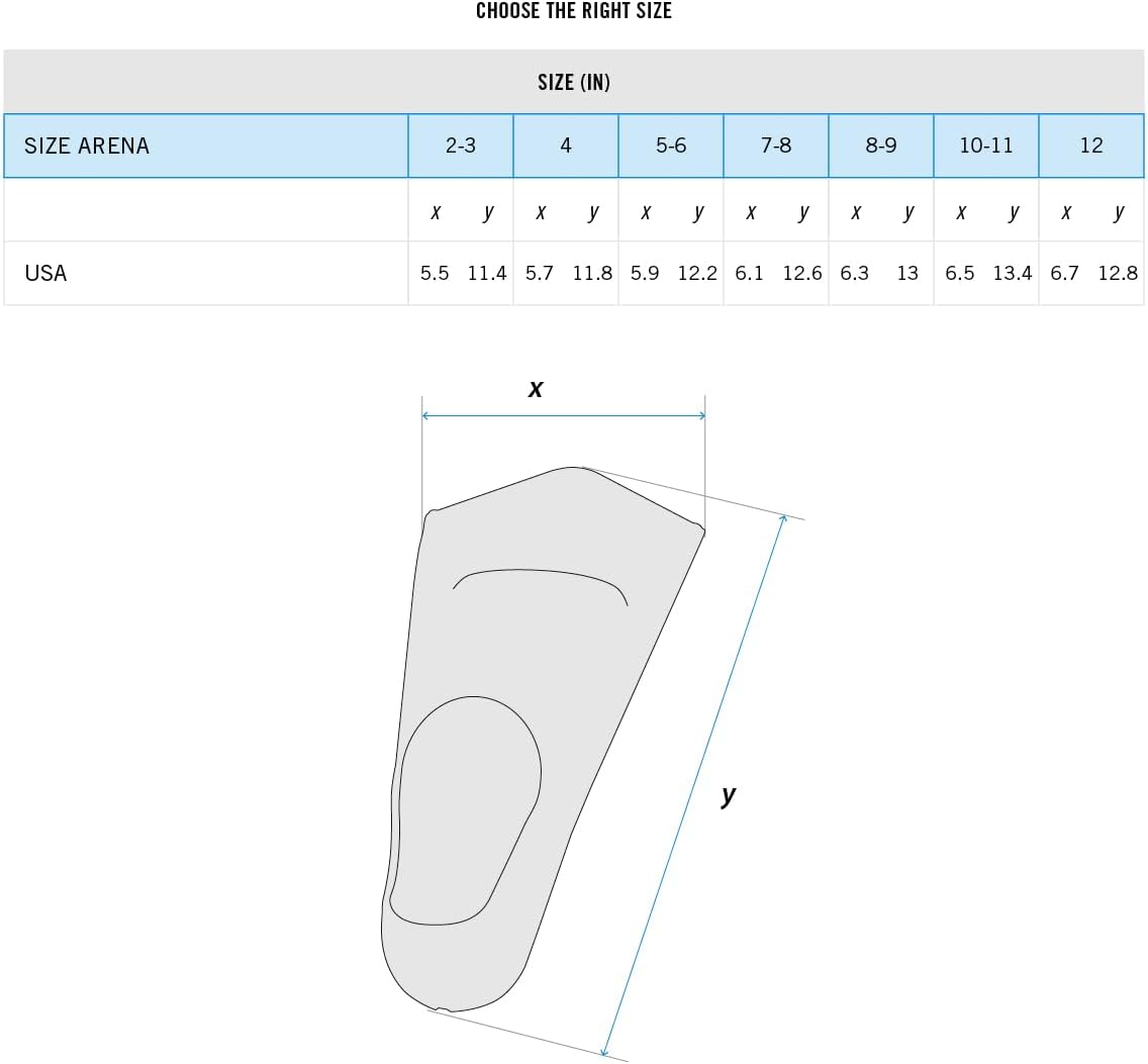 arena Powerfin Hook Swim Training Fins, Black/Silver, 7.5-8.5