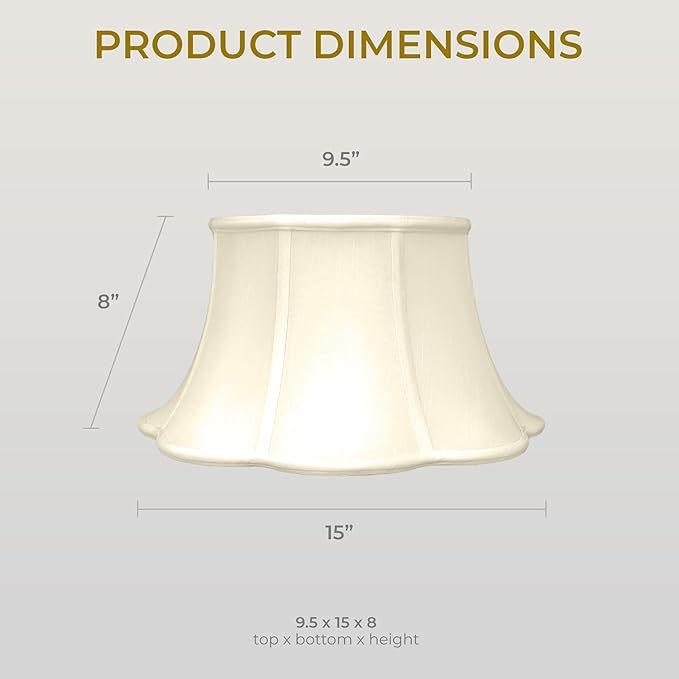 Royal Designs 6-Way Out Scallop Bell Basic Lamp Shade, Beige, 9.5 x 15 x 8