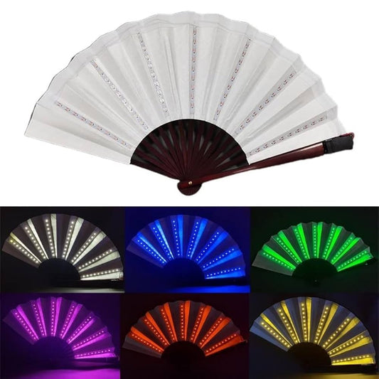 LED Fan Stage Performance Dancing Lights Fans Rechargeable Luminous Flash Nightclub Handheld Fan EDC DJ Props