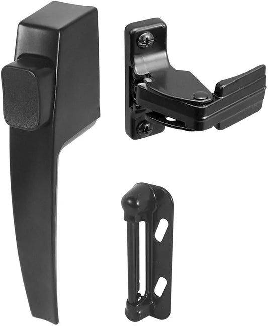 Screen & Storm Door Push Button Latch Set with Night Lock – Black Finish - Yalz Store
