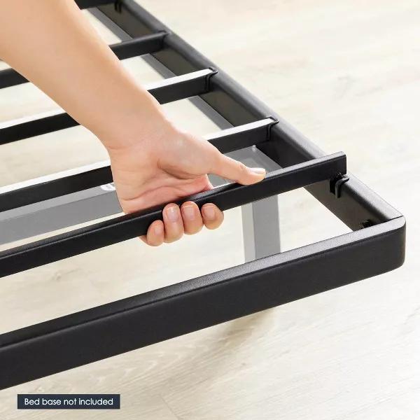 Best Price Mattress Queen 1.6 Metal Bunkie Board Mattress Support with Wood Slats, Bed Slat Replacement Black