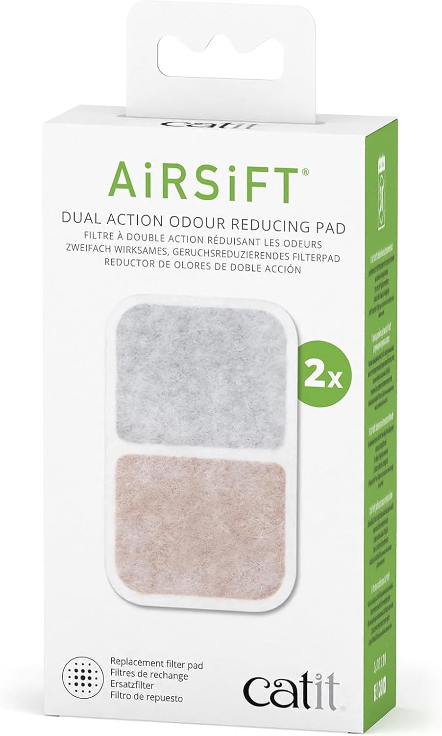 Catit Airsift Dual Action Air Purifier Pad, 2 Pack â€“ Two Media Filter to Keep Litter Box Odors at Bay