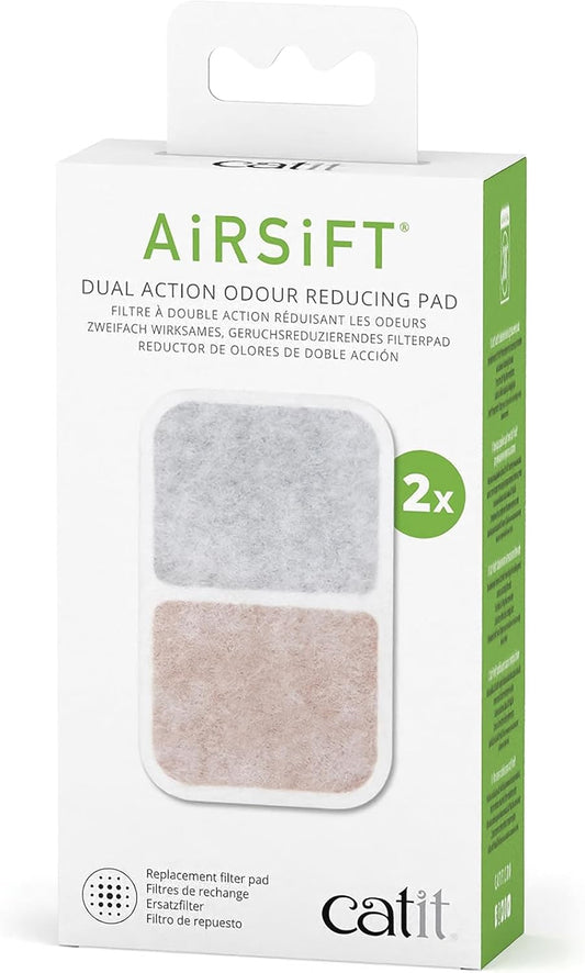 Catit Airsift Dual Action Air Purifier Pad, 2 Pack â€“ Two Media Filter to Keep Litter Box Odors at Bay