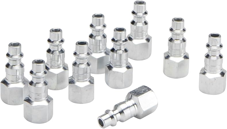 1/4" Female NPT Air Coupler Plug - Industrial M-Style Pneumatic Fitting (10-Pack)
