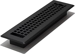 Grid Pattern Floor Register – 2" x 12" Black - Yalz Store