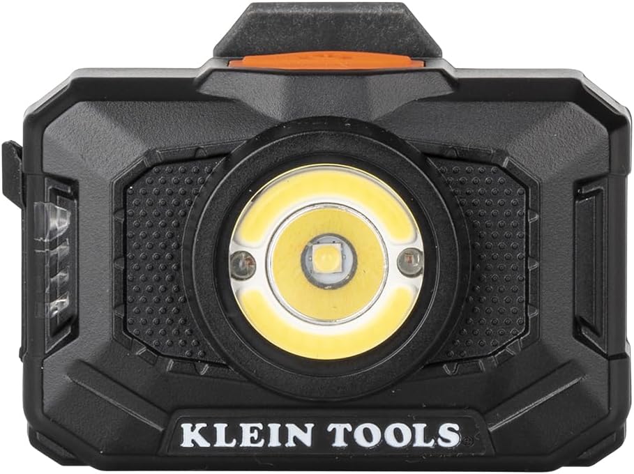 Klein Tools 56414 Rechargeable 2-Color LED Headlamp, Fabric Strap, Spotlight, Floodlight, Red LED, 800 Lumens, USB Cable, Camping, Running