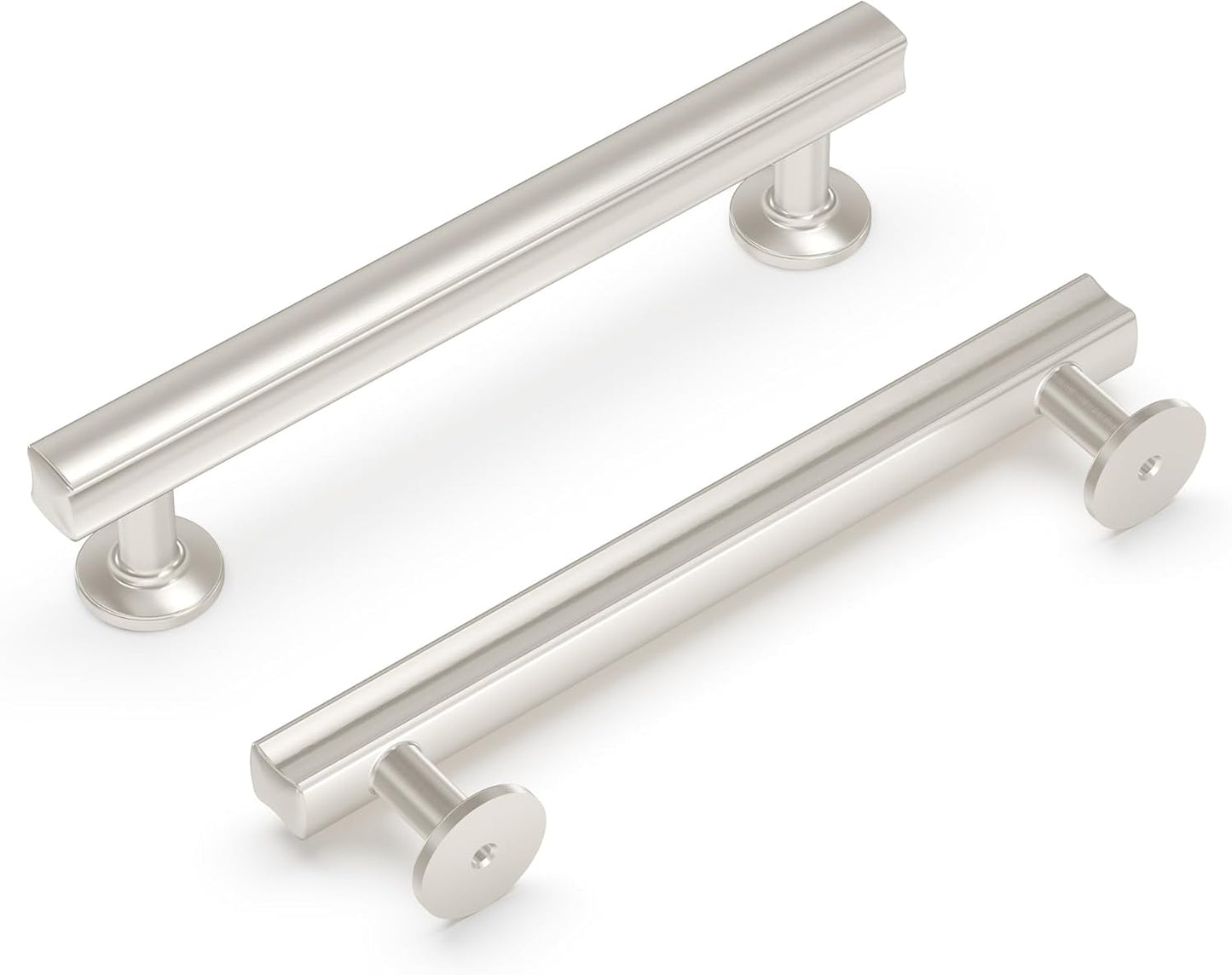 Hickory Hardware 10 Pack Solid Core Kitchen Cabinet Pulls, Luxury Cabinet Handles, Hardware for Doors & Dresser Drawers, 5-1/16 Inch (128mm) Hole Center, Stainless Steel, Greenwich Collection