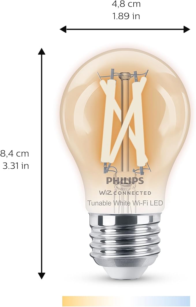 Philips 40-Watt Equivalent A15 Smart Wi-Fi Vintage Edison LED Light Bulb Tunable White 2700 (K) WiZ with Bluetooth (4-Pack)