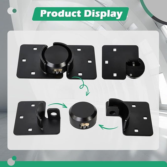 Pomunty Van Door Locks Heavy Duty Puck Lock w/Hasp High Security Hidden Shackle Padlocks Solid Steel Lock Garage Shed Door Locks w/2Keys for Trailer Truck, Black, 1 Pack