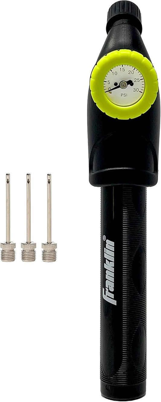 Franklin Sports Ball Pump + Pressure Gauge with Needle - Perfect Pump Hand Pump for Sports Balls - Air Inflation Pump for Soccer, Basketballs + More, Black