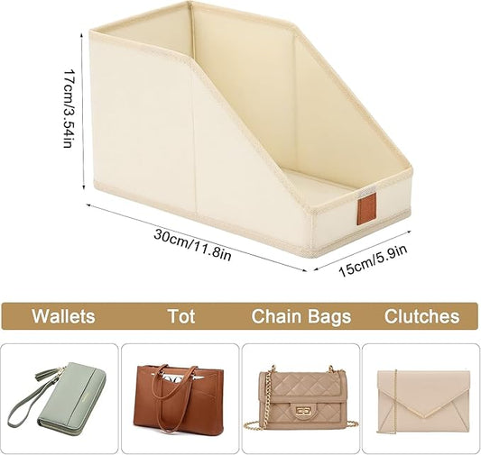 DIMJ Closet Organizers for Purses and Bag Storage, Small Storage Bins Foldable, Storage Baskets for Shelves, Wardrobe, Bedroom, Office - Fabric Cube Storage 4 Pack(Gray, 5.9 x 11.8 x 6.7 in)