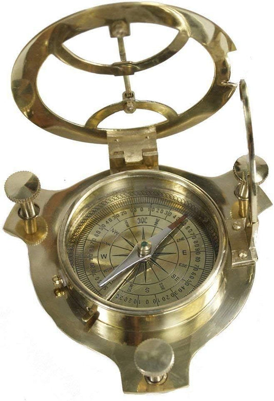 Antique Brass Sundial Compass – Vintage Maritime Decorative and Functional Compass Gift