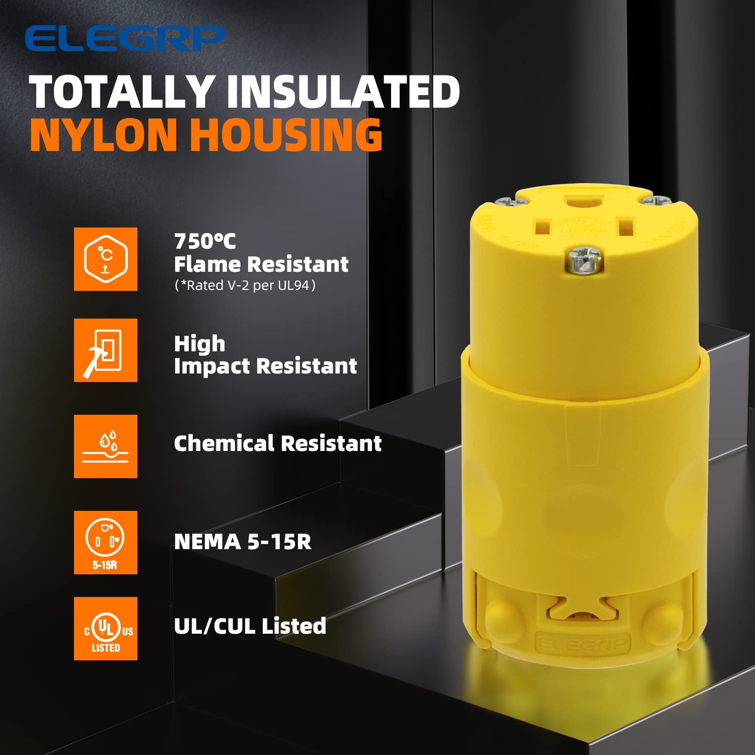 NEMA 5-15R Electrical Connector 15A 125V – Grounded Replacement Cord Outlet - Yalz Store