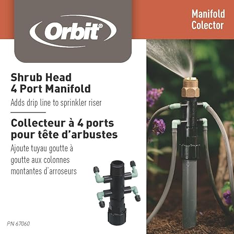 4-Port Full Flow Shrub Manifold for Drip Irrigation Systems