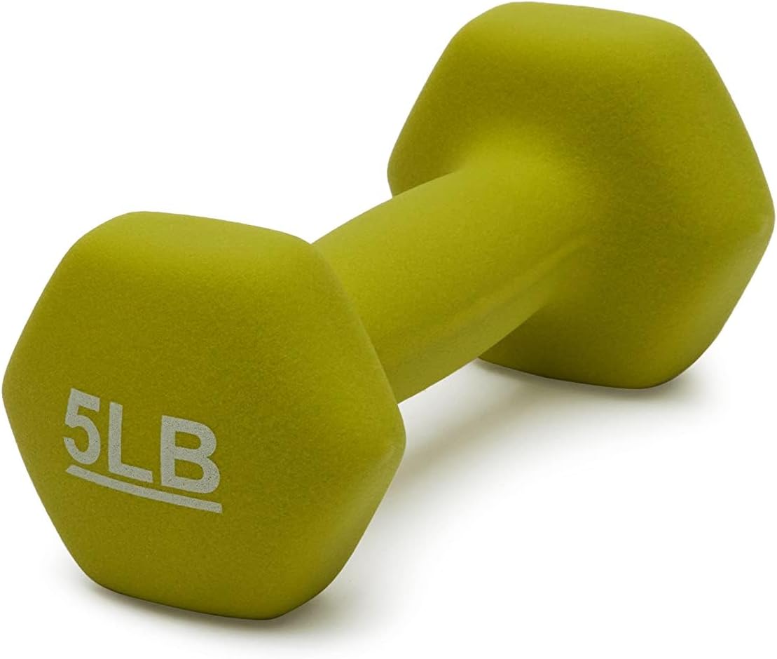 Amazon Basics Neoprene Dumbbell Hand Weights, 5 Pounds, Pair, Green