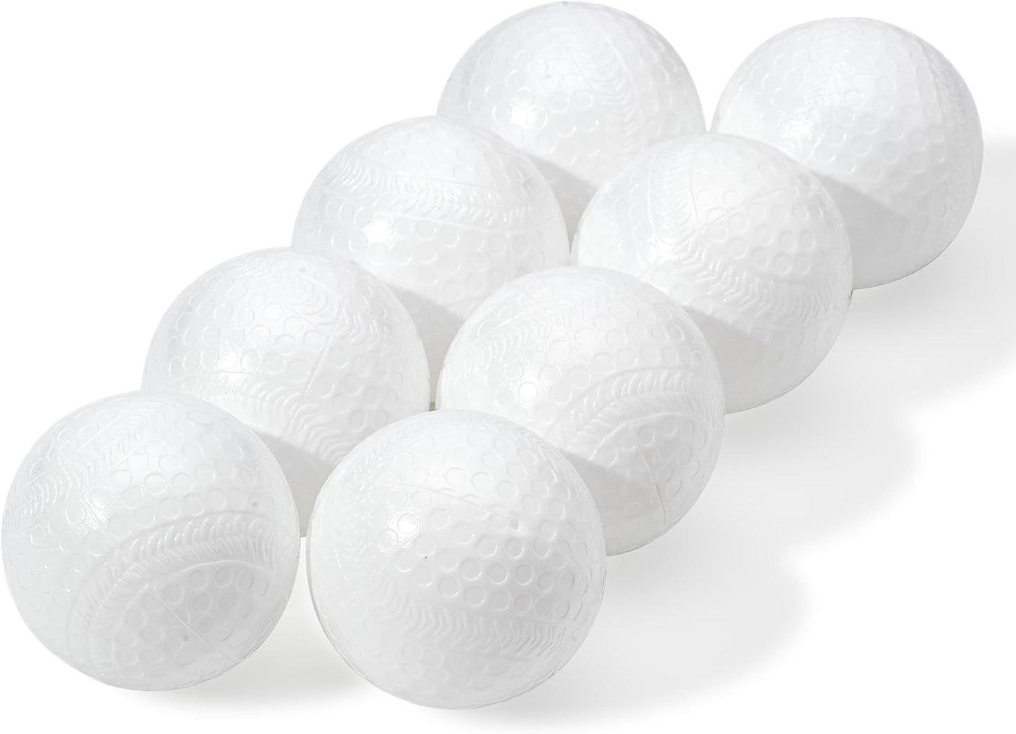 Franklin Sports Plastic Baseballs - Practice Plastic Baseballs for Kids - Solid Plastic Balls for Hitting - Pack of 8 (70mm), White (14938P6)