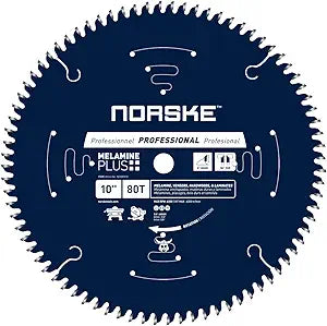 Norske Tools NCSBP273 10 inch 80T Melamine Plus Saw Blade for Ultra-Smooth Cutting of Melamine, Laminates, Hardwoods and Laminate Flooring 5/8 inch Bore