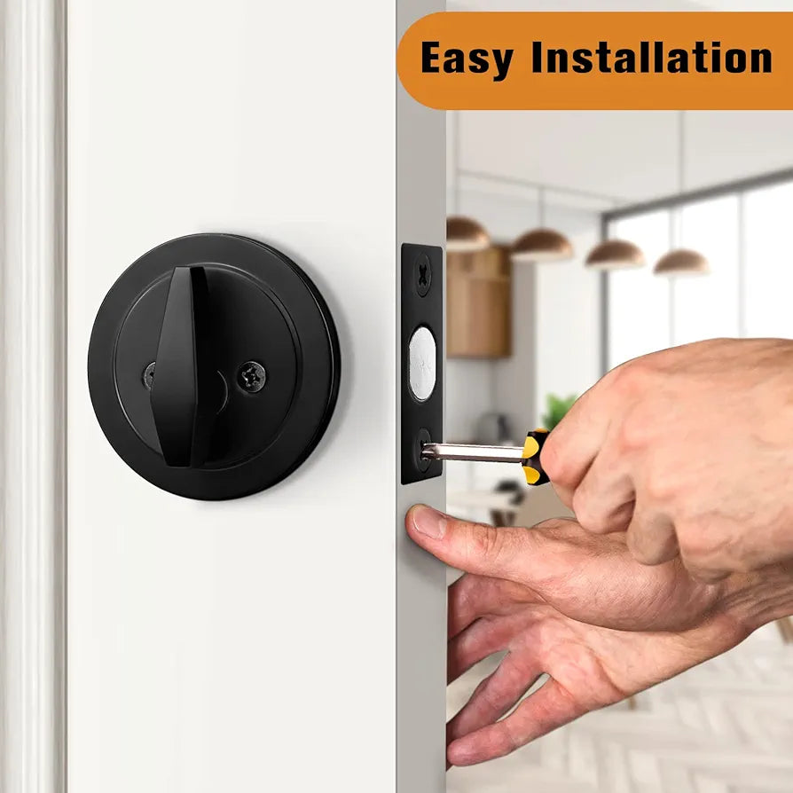 Flat Black Single Cylinder Deadbolt Lock with Keyed Entry – 3 Keys Included
