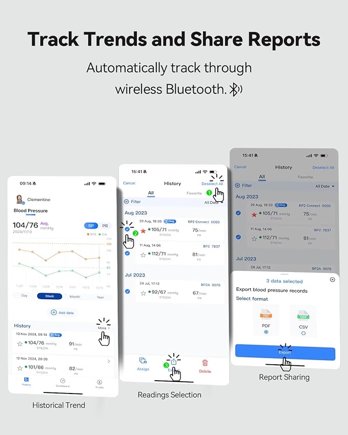 Checkme BP2A Blood Pressure Monitor for Home Use Upper Arm - Bluetooth BP Machine Cuff, Accurate Digital Readings in 30 Seconds, Unlimited Data Stored in App for iOS & Android, FSA/HSA Eligible