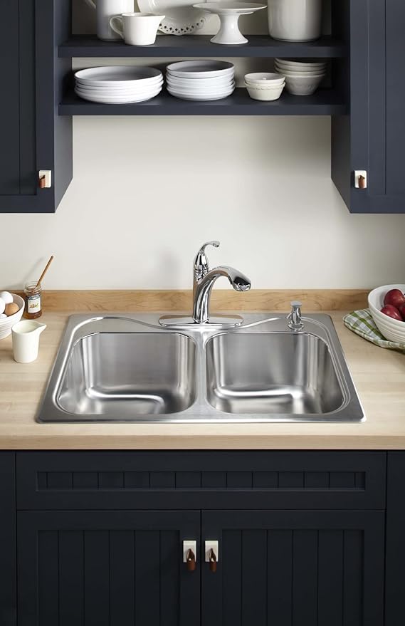 KOHLER 1895-C-CP Kitchen Sink Soap Dispenser with Contemporary Design, Store Liquid Soap, Dishwasher Liquid, or Hand Lotion, Polished Chrome, 16oz