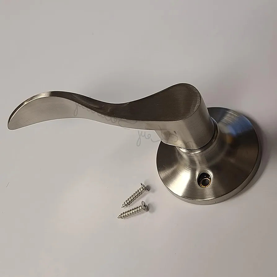 Satin Nickel Stationary Door Lever Handle – New Wave Style, Left Handed