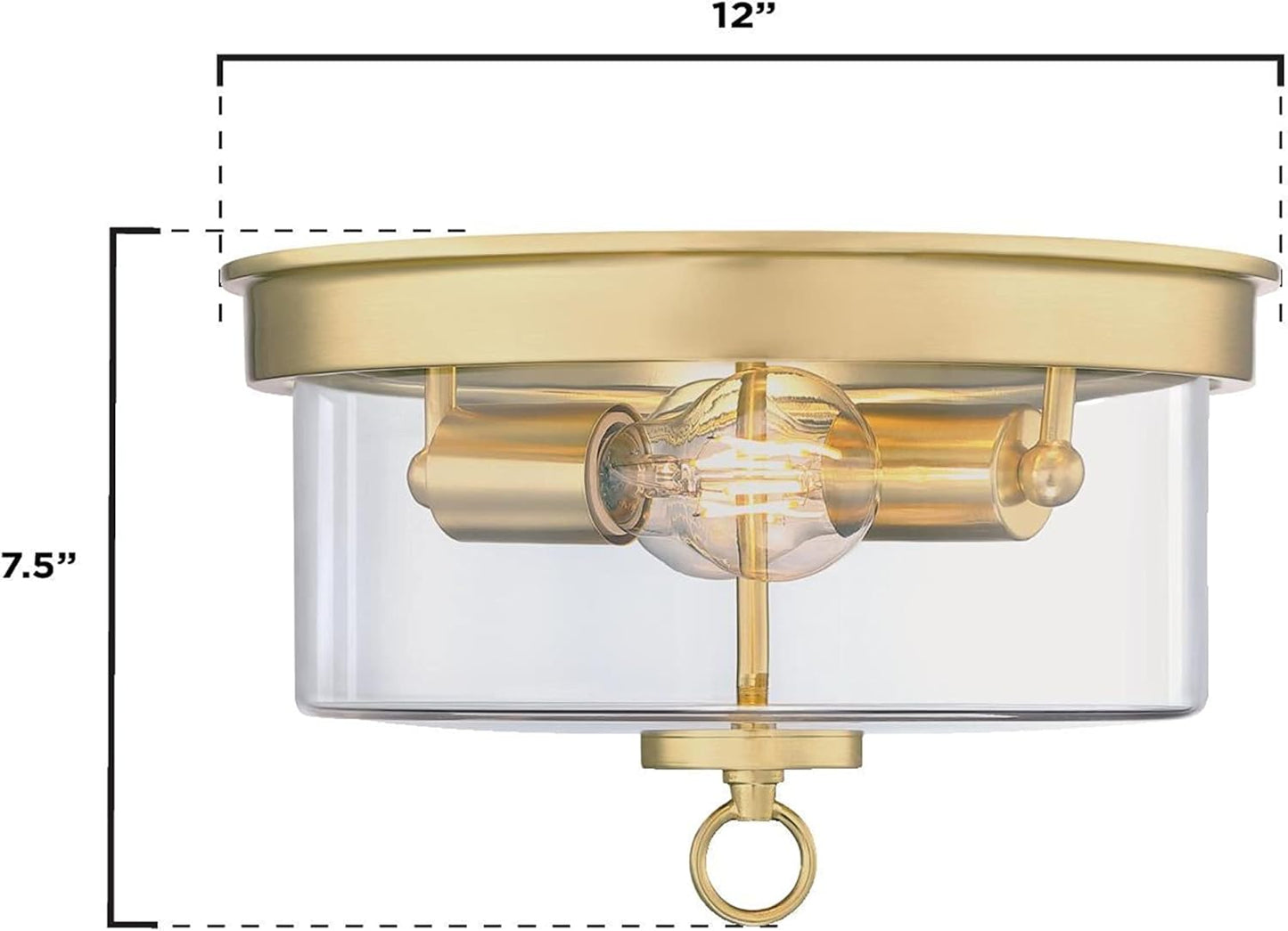 Westinghouse 6128600 Lebanon Transitional 12 Inch, Two Light Flush Mount Ceiling Fixture, Champagne Brass Finish, Clear Glass