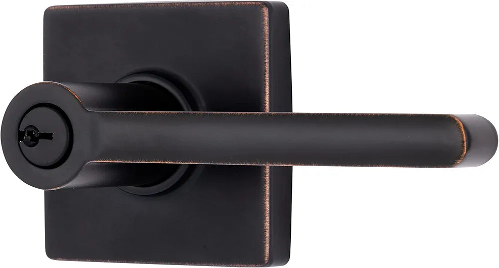 Tuscan Bronze Keyed Entry Door Lever – Contemporary Interior & Exterior Handle