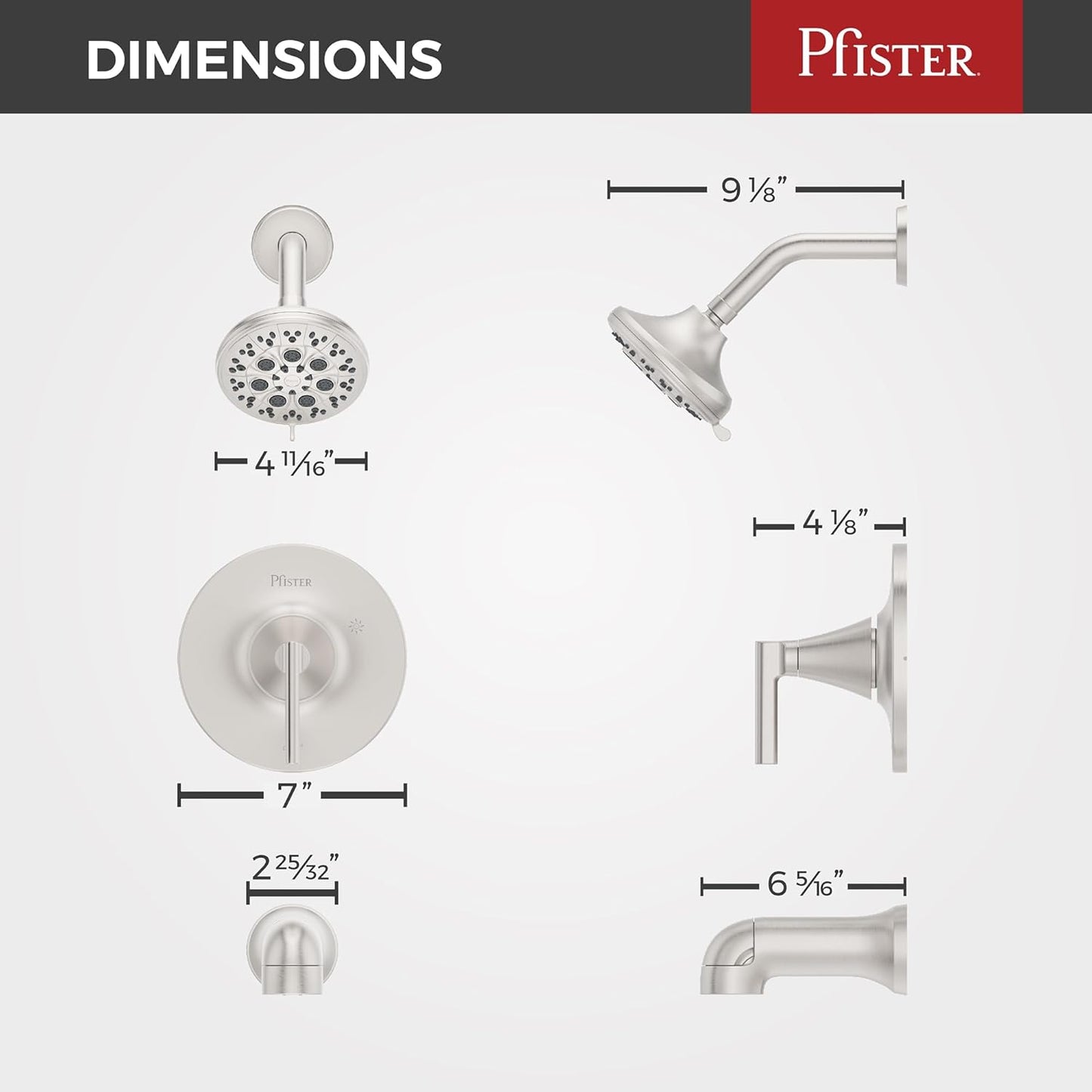Pfister Vedra Tub & Shower Trim Kit, Valve and Cartridge Included, 1-Handle, Polished Chrome Finish, 8P8WS2VEDC