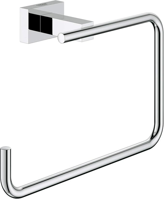 Grohe 40510001 Essentials Cube Metal 7.48-in. Towel Ring, Starlight Chrome