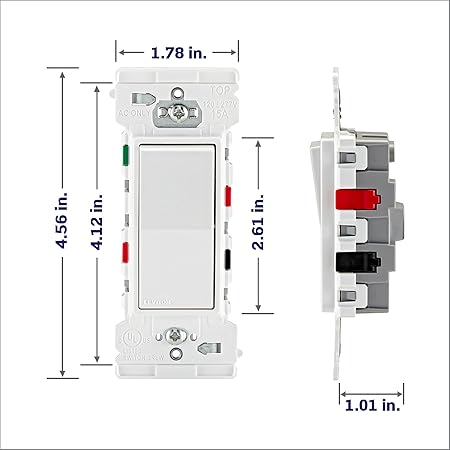 Professional 3-Way Rocker Wall Switch – 15A Grounded Decorative Light Control for Multi-Location Switching - Yalz Store