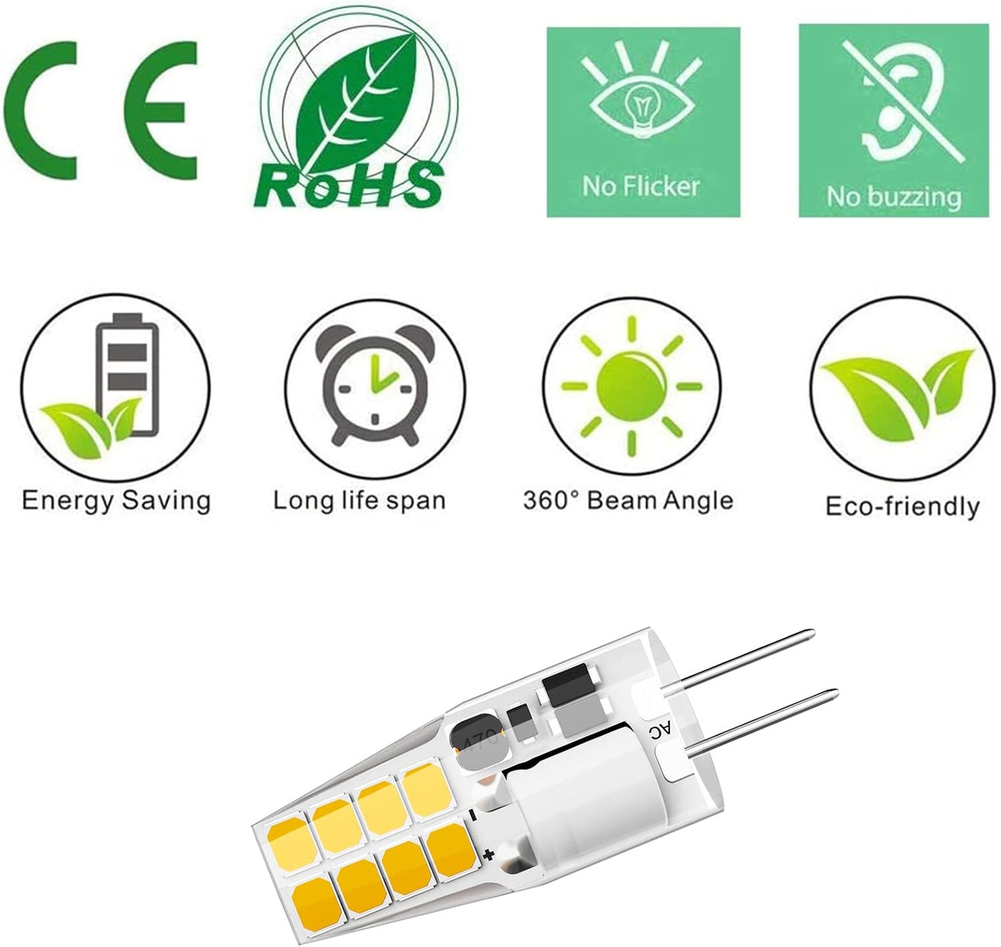 12V G4 LED Bulb 3W Warm White – Bi-Pin LED Bulbs for Under Cabinet Lighting (10 Pack) - Yalz Store