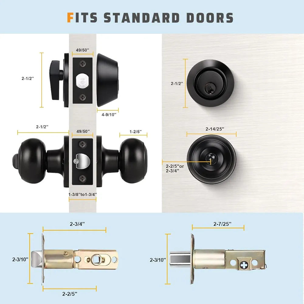 Front Door Entry Lock Set, Keyed Door Knob with Single Cylinder Deadbolt