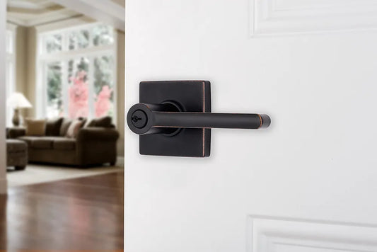 Tuscan Bronze Keyed Entry Door Lever – Contemporary Interior & Exterior Handle