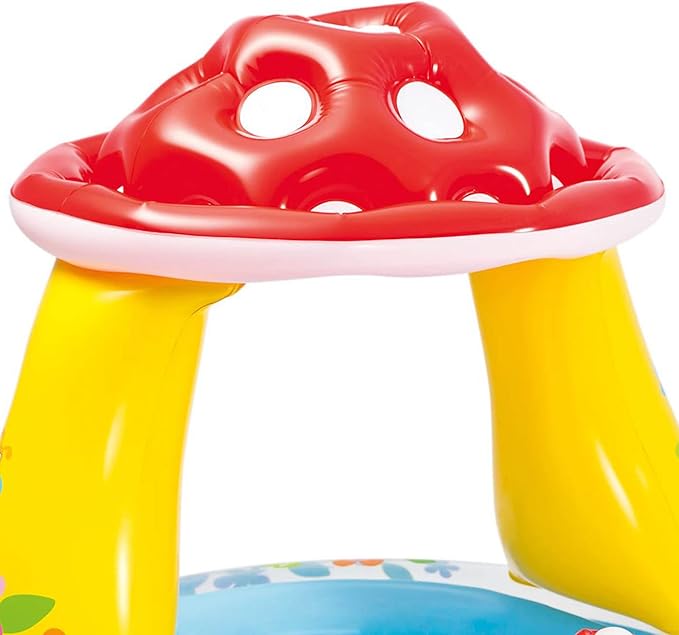 INTEX 57114EP Mushroom Baby Pool: Built-In Mushroom Shade â€“ Soft Inflatable Floor â€“ Durable Vinyl â€“ Ages 1-3 â€“ 40" x 35"