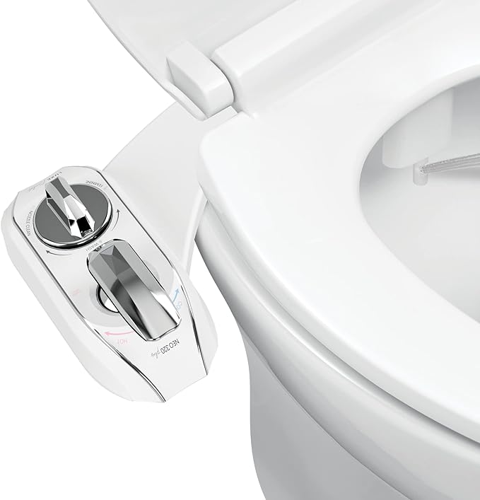 LUXE Bidet NEO 320 Plus - Patented Bidet Attachment for Toilet Seat, Innovative Hinges to Clean, Slide-in Install, Advanced 360Â° Self-Clean, Warm, Dual Nozzles, Feminine & Rear Wash (White)