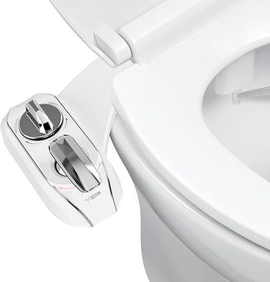 LUXE Bidet NEO 320 Plus - Patented Bidet Attachment for Toilet Seat, Innovative Hinges to Clean, Slide-in Install, Advanced 360Â° Self-Clean, Warm, Dual Nozzles, Feminine & Rear Wash (White)