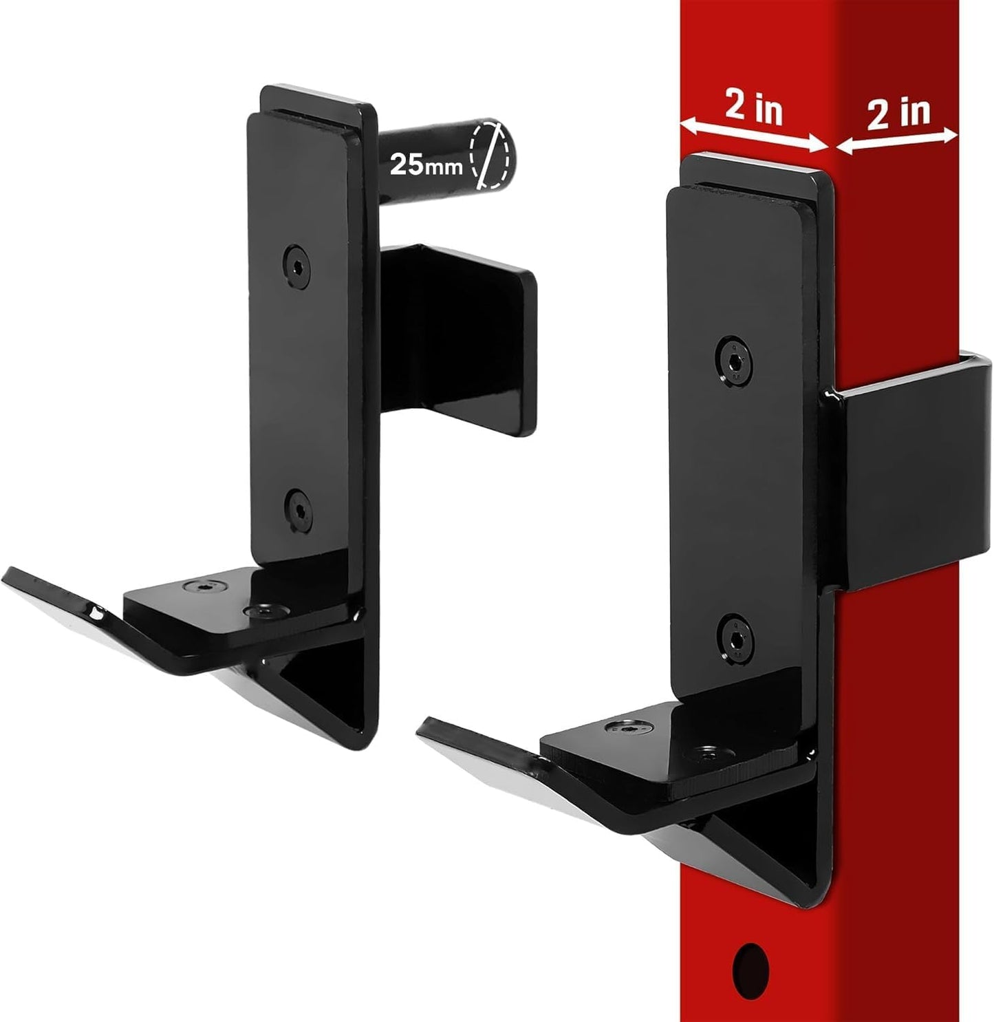 Yes4All J-Hooks Barbell Holder for Power Rack - J Hook Weight Rack / Fitness Racks J Hook - Fit 2x2 inch Square Tube (Pair)