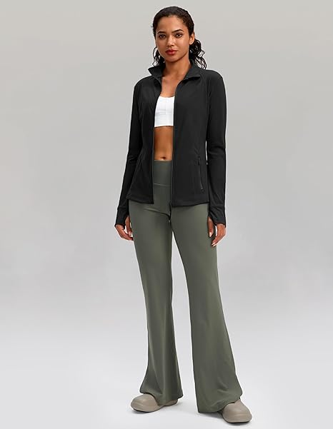 G Gradual Women's Zip Up Workout Jackets with Pockets Slim Fit Cottony Soft Jacket for Running Athletic Yoga (Black,XL)