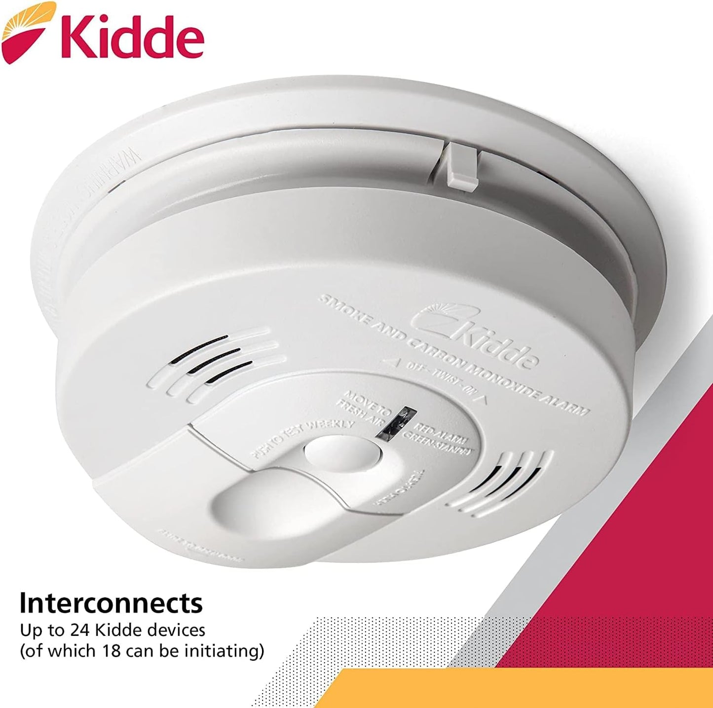 Kidde Hardwired Smoke & Carbon Monoxide Detector, AA Battery Backup Smoke Alarm, Interconnectable, LED Warning Light Indicators, 2 Pack