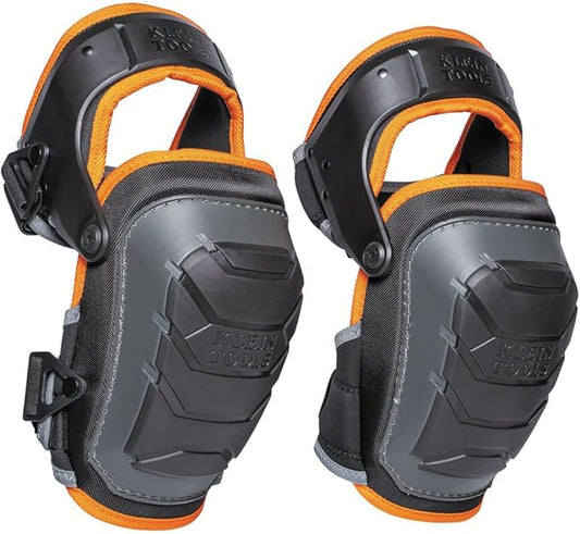 Klein Tools 60491 Hinged Knee Pads, Heavy Duty Gel Foam Protective Knee Pads with Quick-Fasten Buckle and Thigh Strap, Black