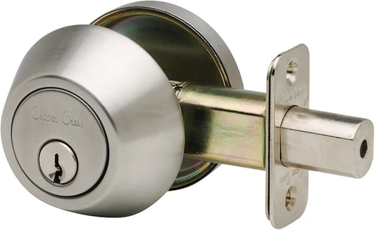 Keyed Entry Single Cylinder Deadbolt for Residential Doors – Satin Finish