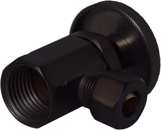 Premium Matte Black Round Handle Angle Stop Valve