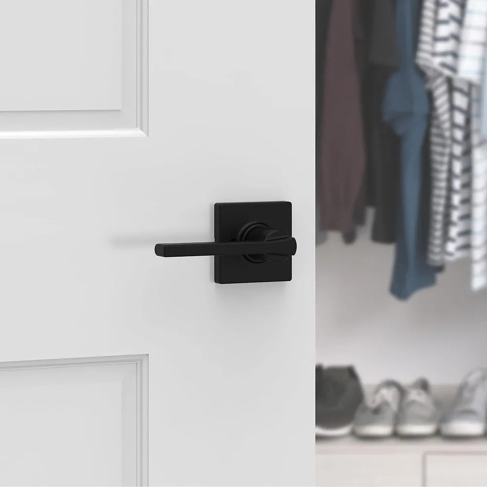 Closet and French Door Dummy Lever Handle, Single-Sided, Matte Black