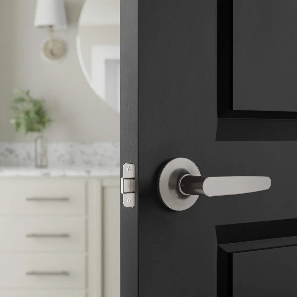 Straight Door Lever Handle – Passage Type, Satin Nickel Finish, Single Pack