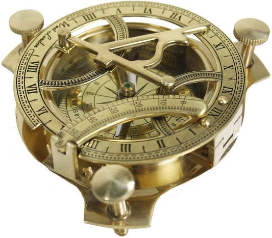 Antique Brass Sundial Compass – Vintage Maritime Decorative and Functional Compass Gift