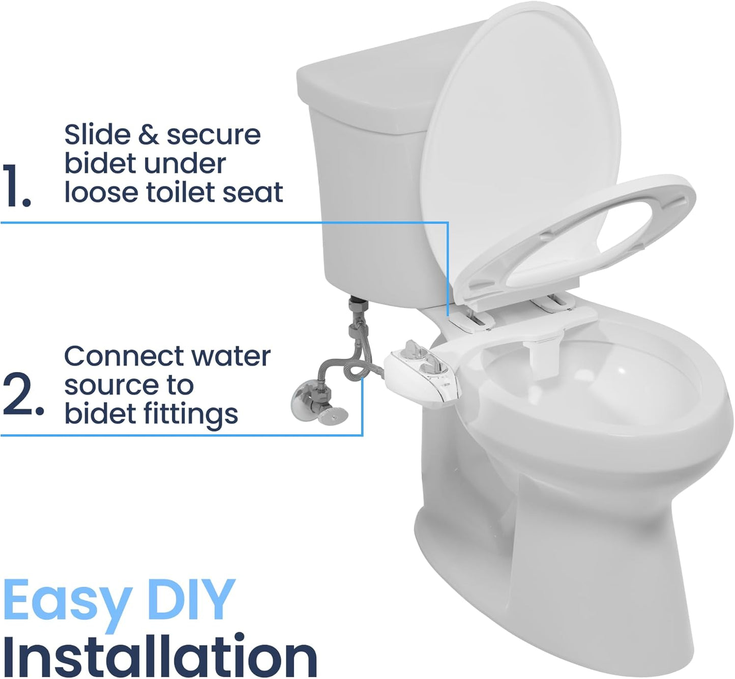 Bidet NEO 185 Plus - Patented Bidet Attachment for Toilet Seat, Innovative Hinges to Clean, Slide-in Easy Install, Advanced 360Â° Self-Clean, Dual Nozzles, Feminine & Rear Wash (Chrome)