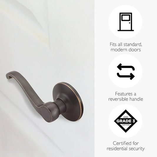 Oil Rubbed Bronze Passage Door Lever – Scroll Design for Hall & Closet Doors