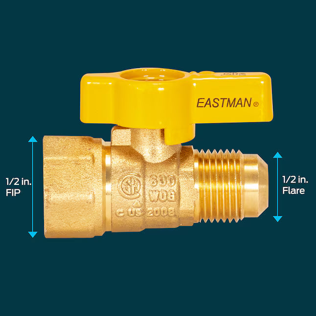 1/2-inch OD Flare x 1/2-inch FIP Heavy-Duty Brass Gas Ball Valve