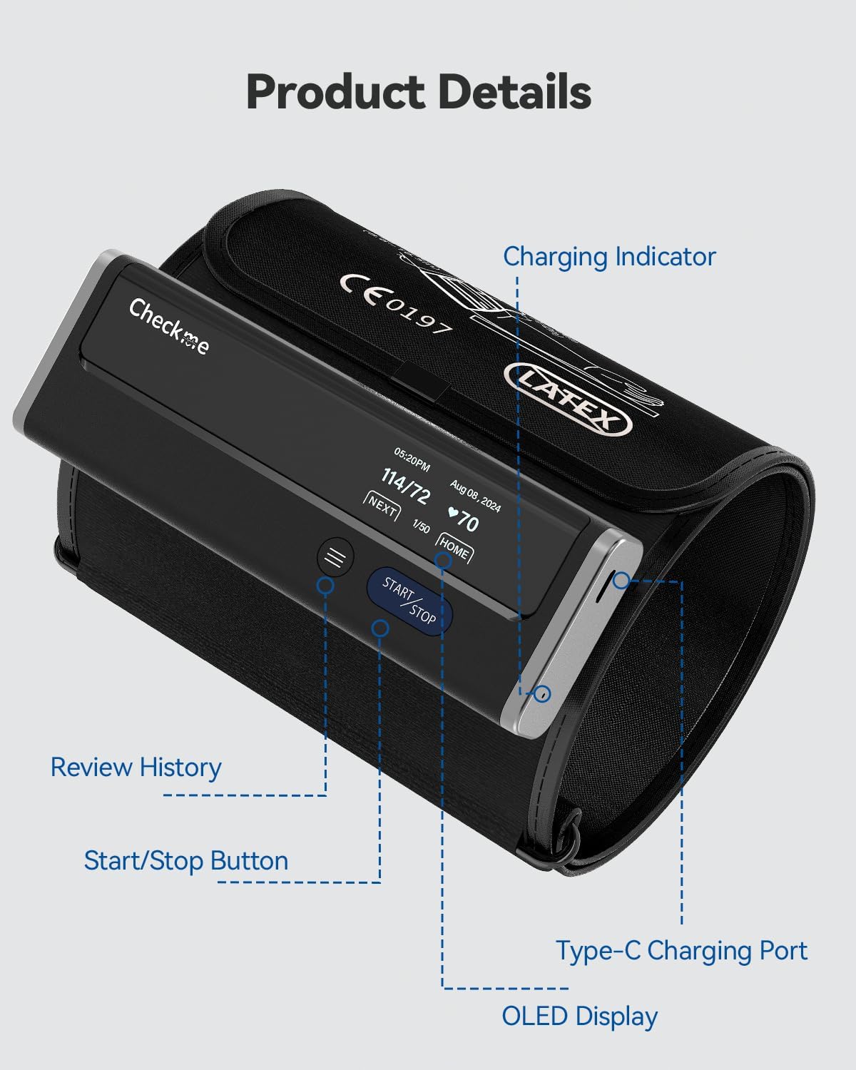 Checkme BP2A Blood Pressure Monitor for Home Use Upper Arm - Bluetooth BP Machine Cuff, Accurate Digital Readings in 30 Seconds, Unlimited Data Stored in App for iOS & Android, FSA/HSA Eligible