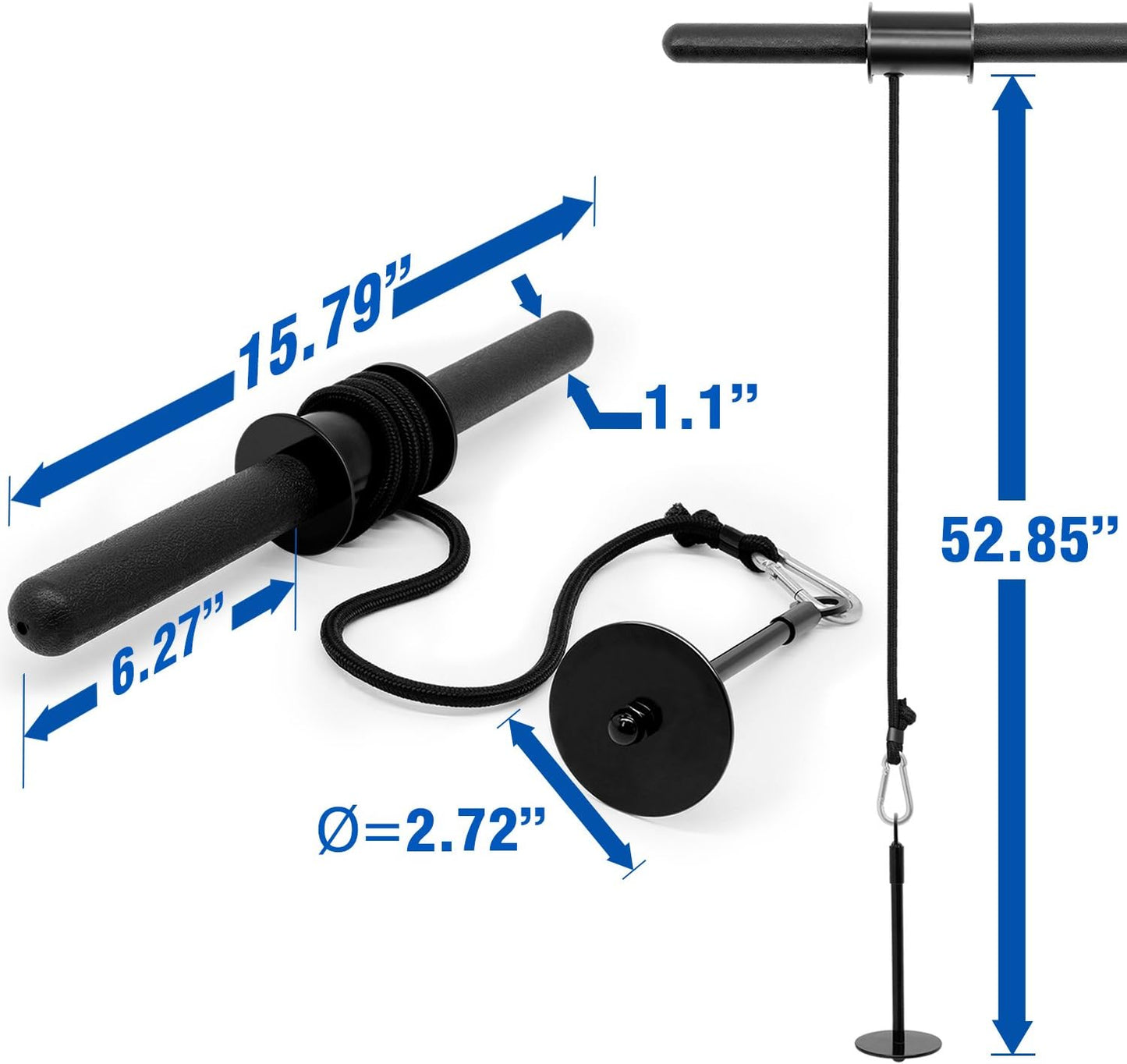 Yes4All Wrist and For12earm Blaster, Wrist & Forearm Roller with Soft Foam Grip Handles for Training, Workout - Fit 1-inch Standard & 2-inch Olympic Weight Plates (Black)